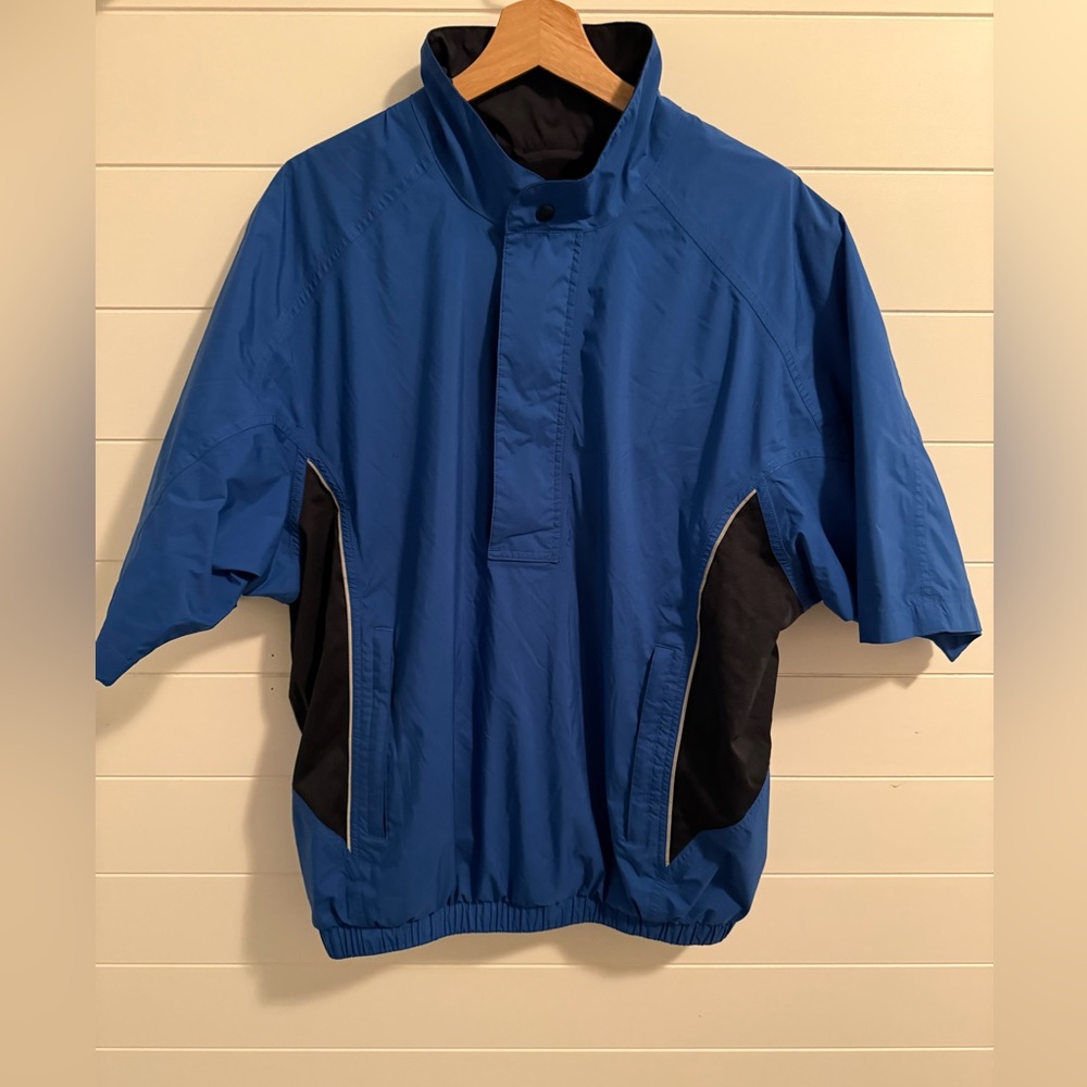 FootJoy DryJoys Golf Rain Pullover Mens M Blue Short Sleeve Windbreaker Jacket